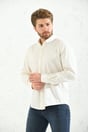 Slim Fit Long Sleeve Washed Gabardine Gift Boxed Men's Shirt - Cream