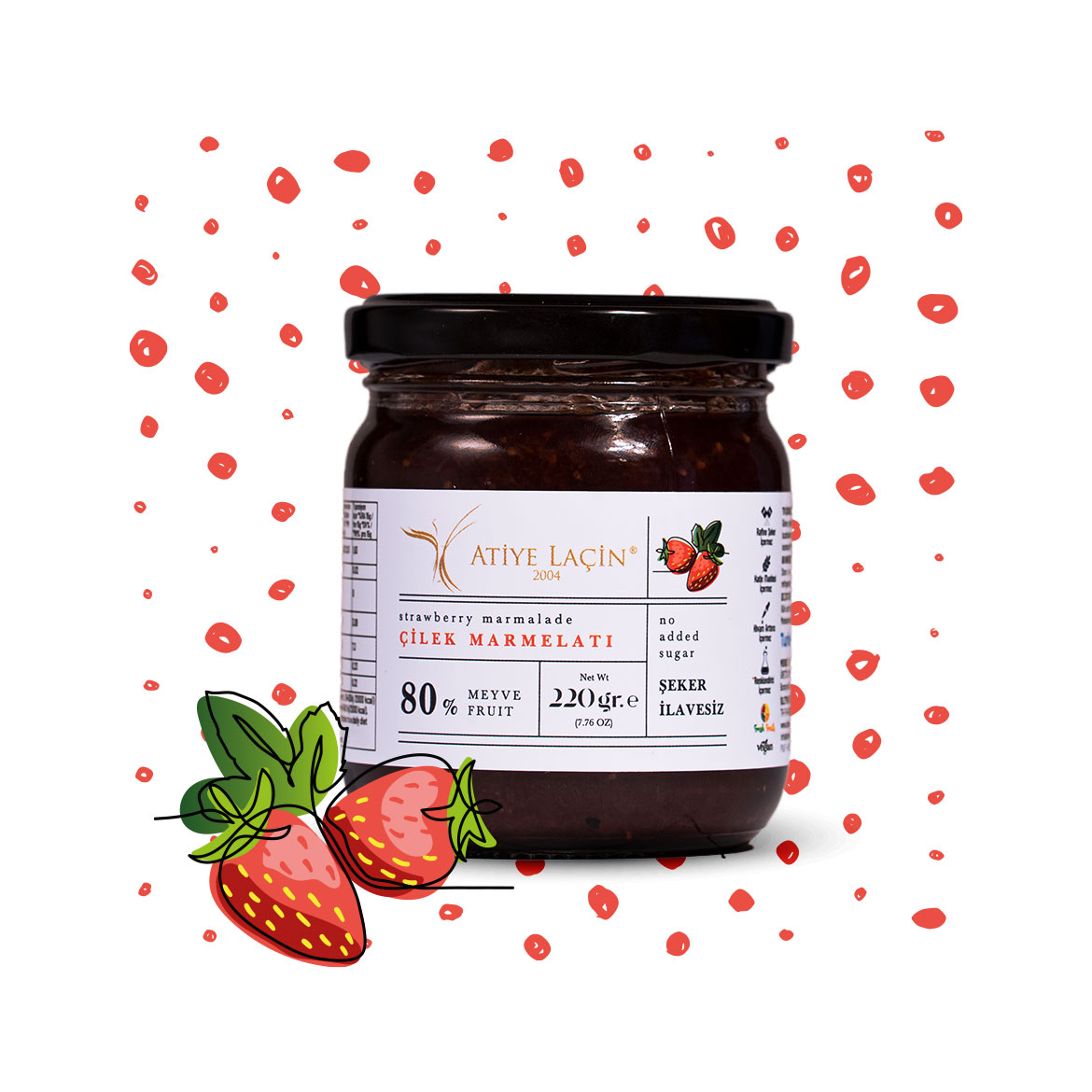 Confiture de fraises 220 gr Sans sucre