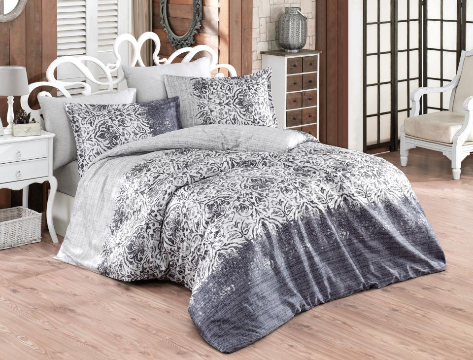 Ensemble de housse de couette en satin gris Holly