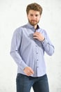 Chemise pour hommes coupe slim à manches longues et col à petits carreaux avec boîte-cadeau - Violet